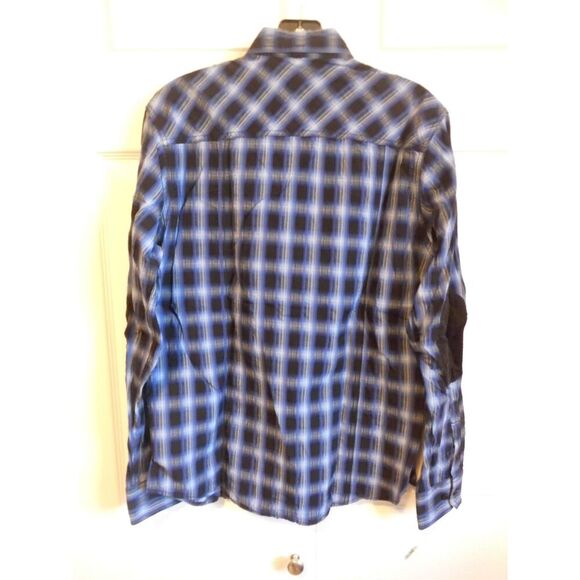 Age of wisdom blue plaid elbow pad button down - Picture 2 of 6